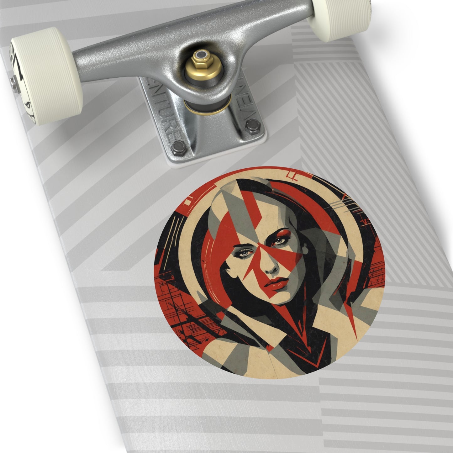 CHIC - Retro Pop Art Woman Round Vinyl Sticker — 2