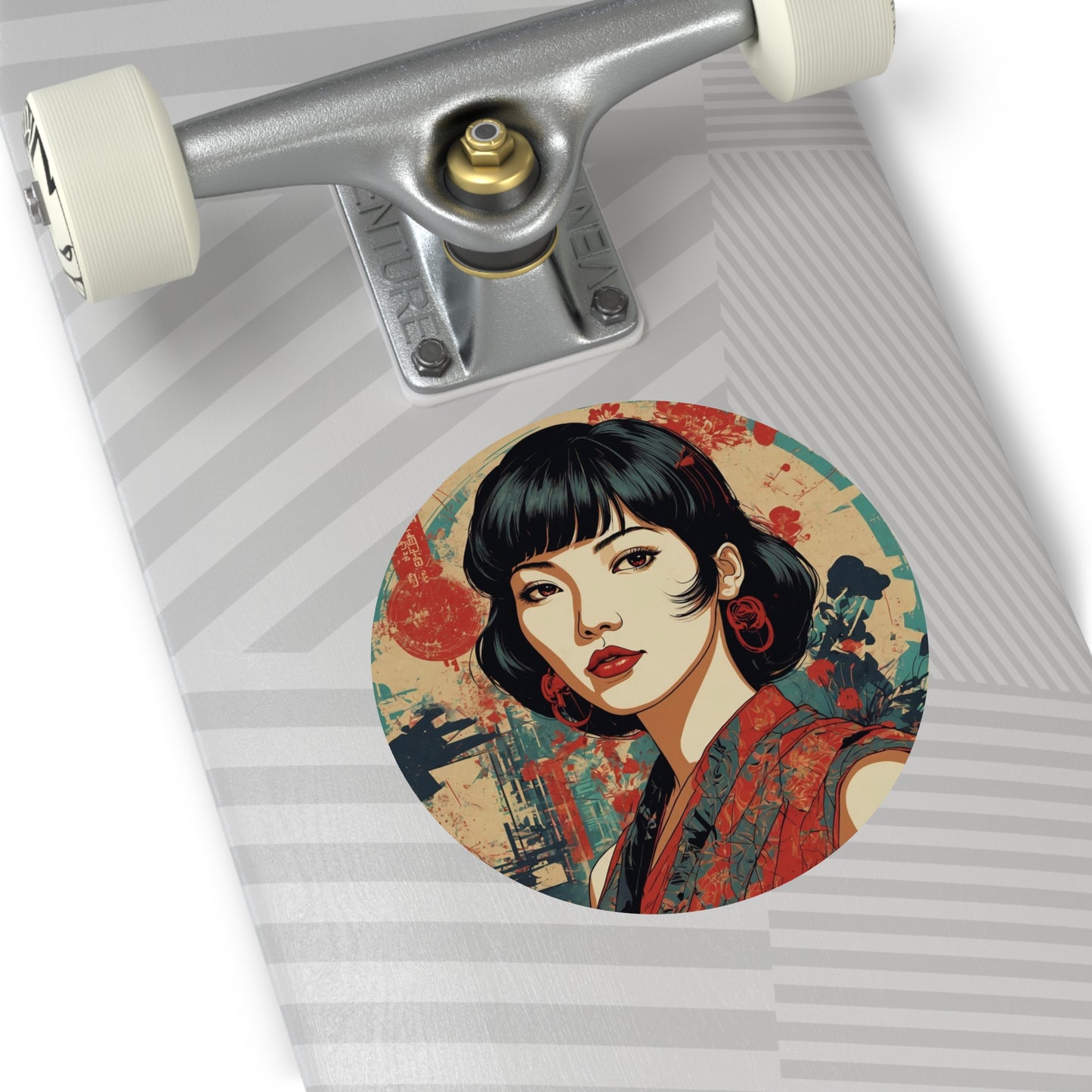 CHIC - Retro Pop Art Woman Round Vinyl Sticker — 6