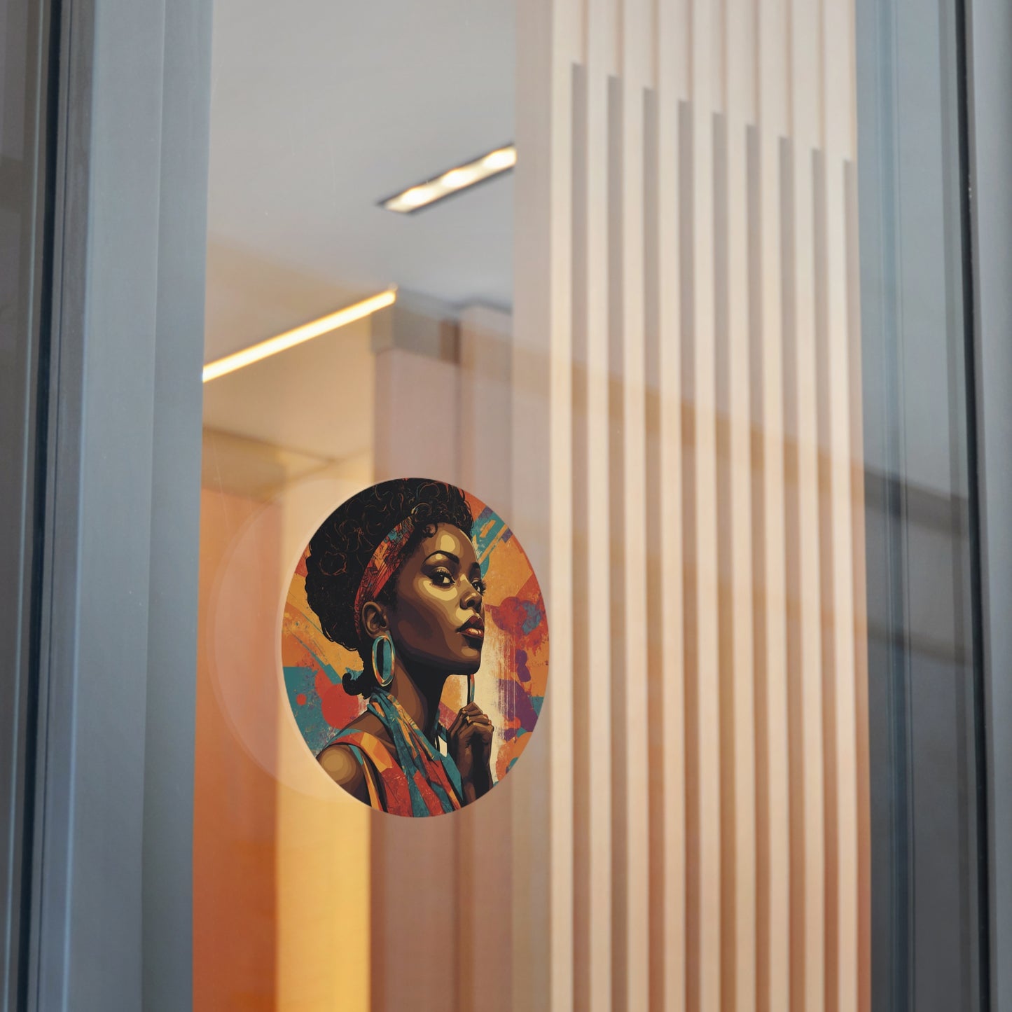 CHIC - Retro Pop Art Woman Round Vinyl Sticker — 5