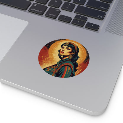 CHIC - Retro Pop Art Woman Round Vinyl Sticker — 9