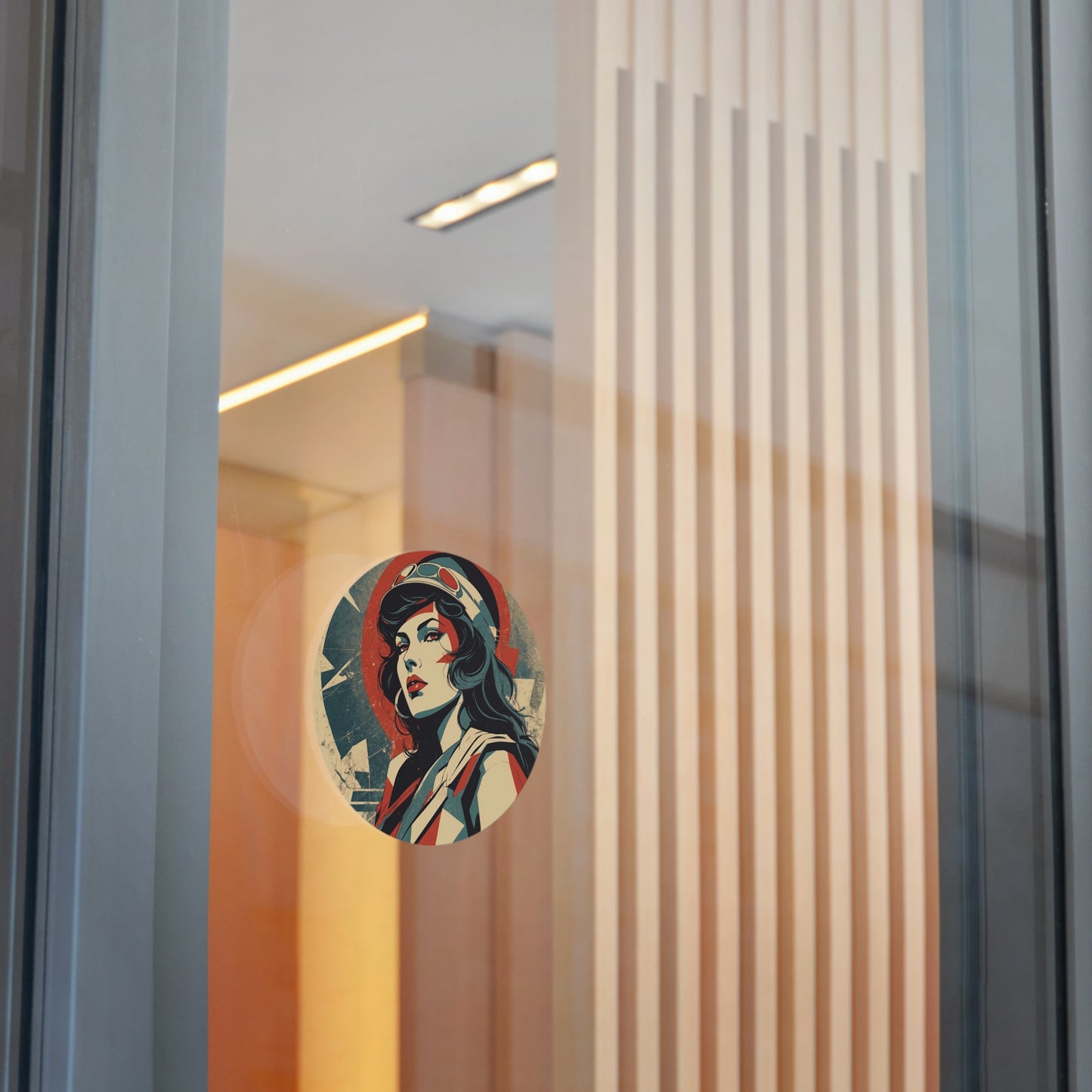 CHIC - Retro Pop Art Woman Round Vinyl Sticker — 14