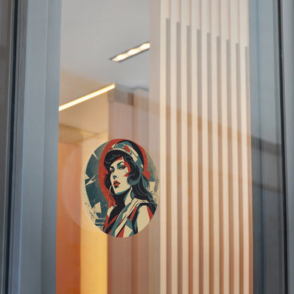 CHIC - Retro Pop Art Woman Round Vinyl Sticker — 14