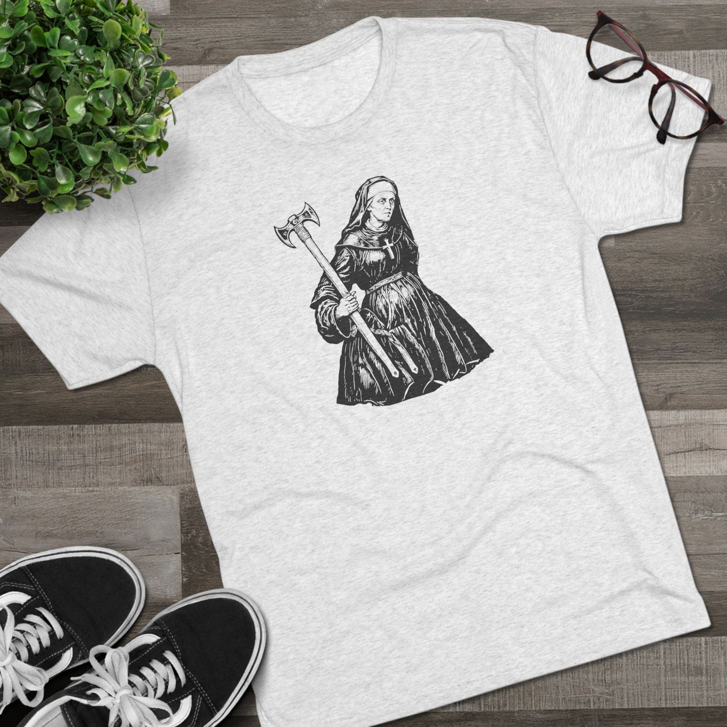NUN - WHITE - Unisex Tri-Blend Crew Tee