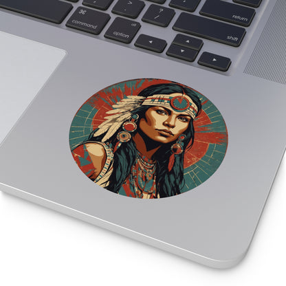 CHIC - Retro Pop Art Woman Round Vinyl Sticker — 8