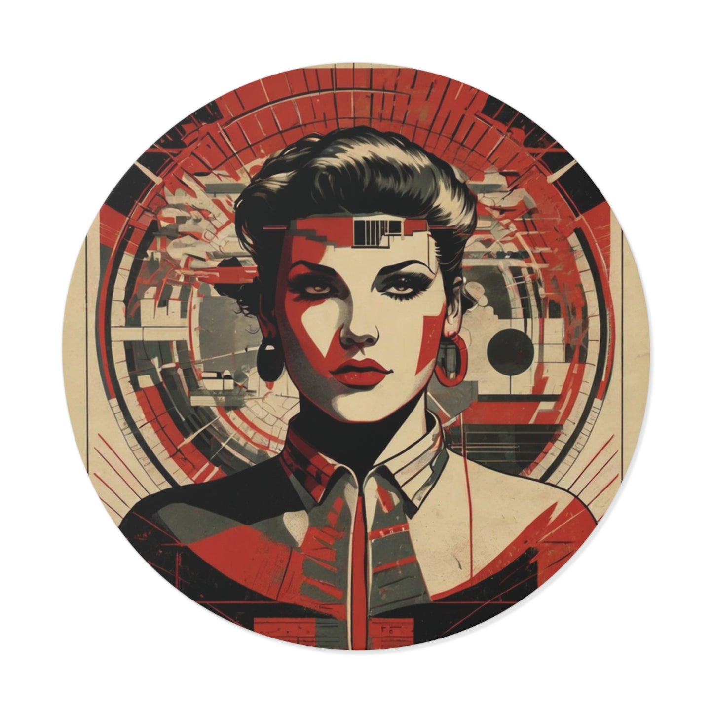 CHIC - Retro Pop Art Woman Round Vinyl Sticker — 4