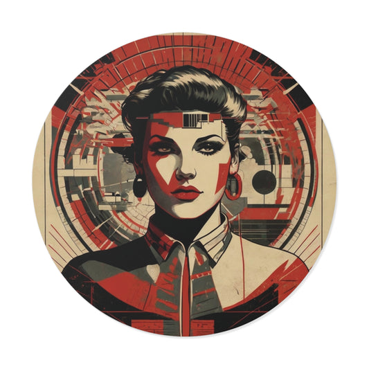 CHIC - Retro Pop Art Woman Round Vinyl Sticker — 4