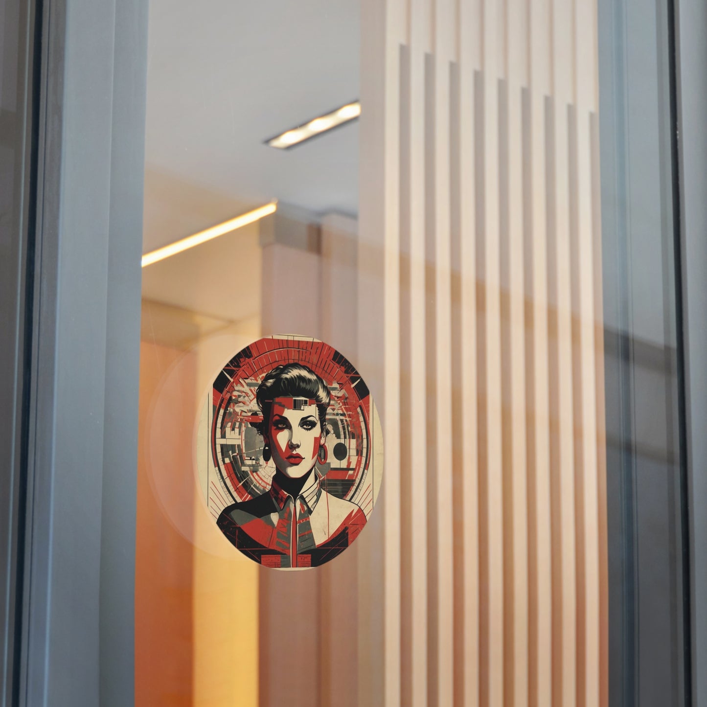 CHIC - Retro Pop Art Woman Round Vinyl Sticker — 4