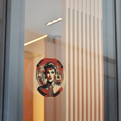 CHIC - Retro Pop Art Woman Round Vinyl Sticker — 4