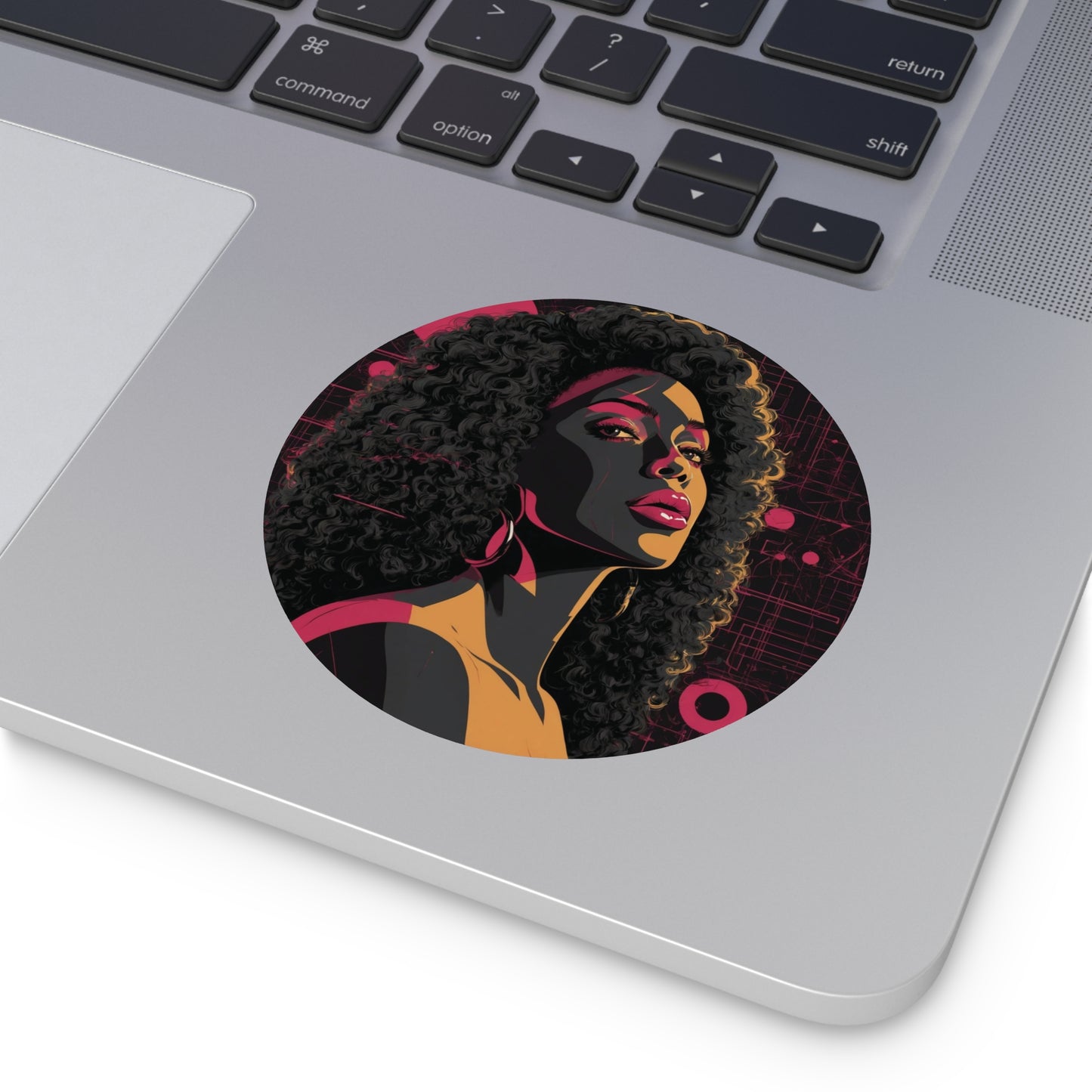 CHIC - Retro Pop Art Woman Round Vinyl Sticker — 7