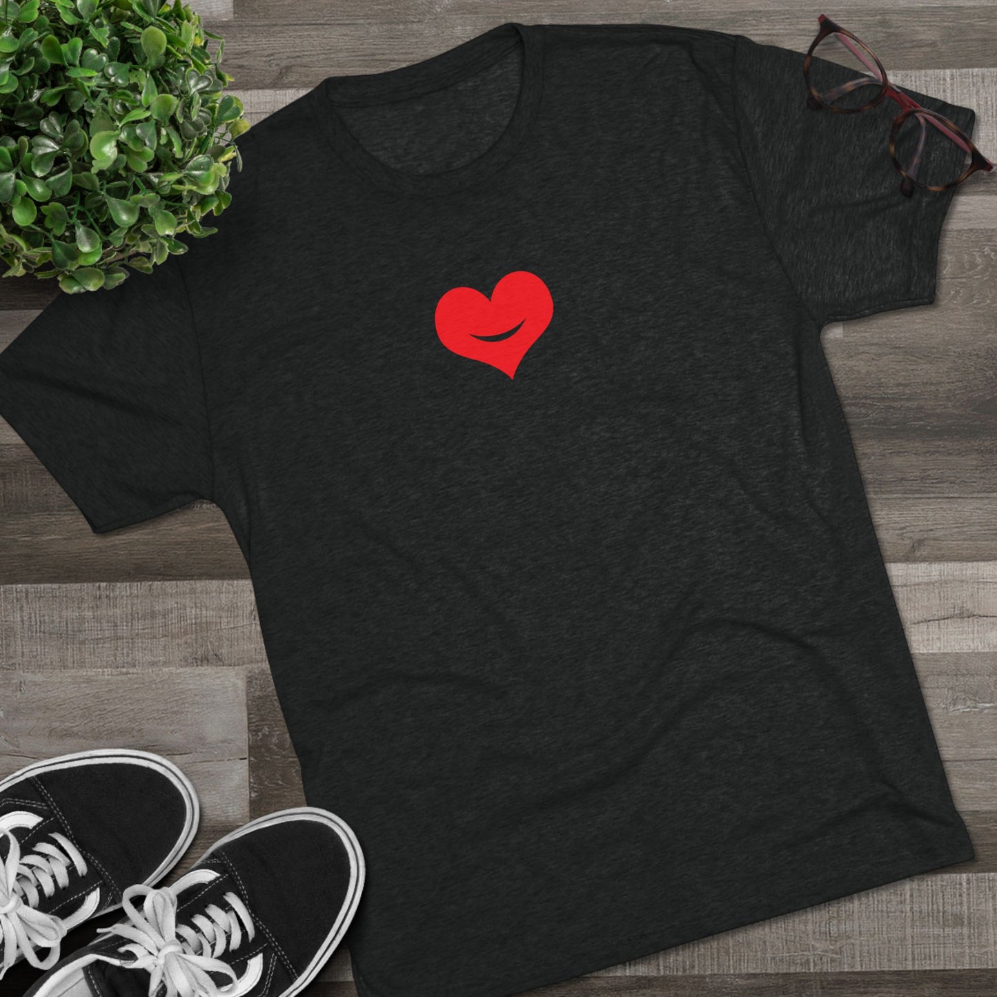 +HEART SMILE RED - Unisex Tri-Blend Crew Tee