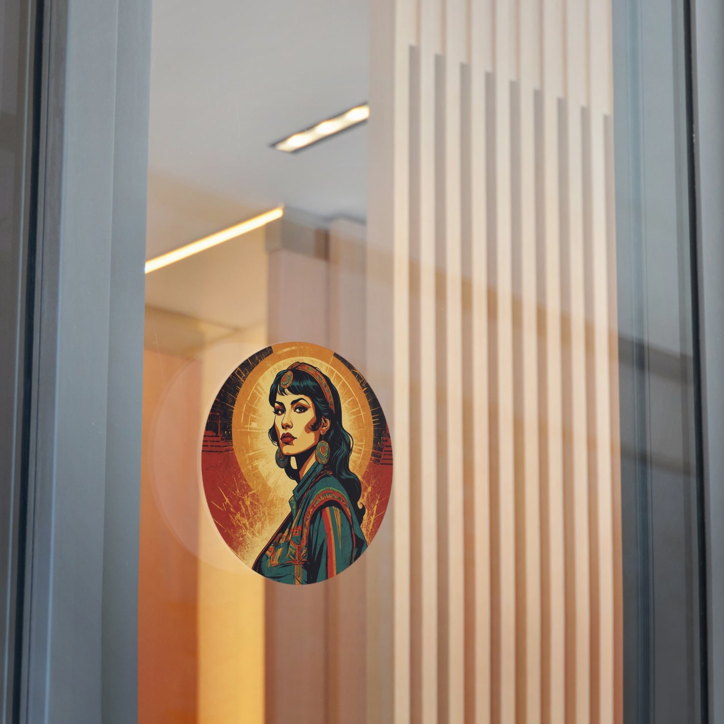 CHIC - Retro Pop Art Woman Round Vinyl Sticker — 9