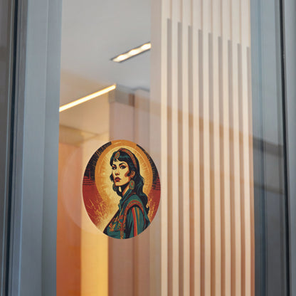 CHIC - Retro Pop Art Woman Round Vinyl Sticker — 9