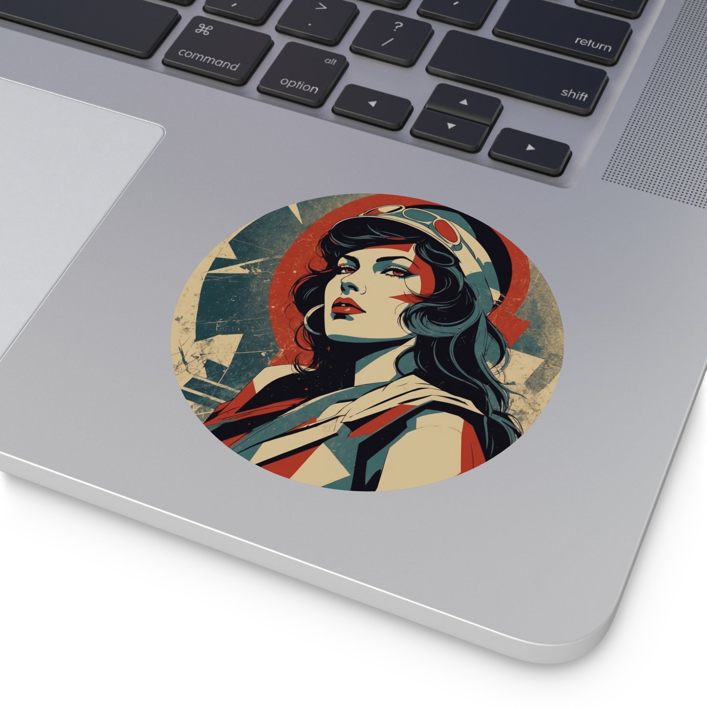 CHIC - Retro Pop Art Woman Round Vinyl Sticker — 14