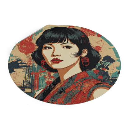 CHIC - Retro Pop Art Woman Round Vinyl Sticker — 6