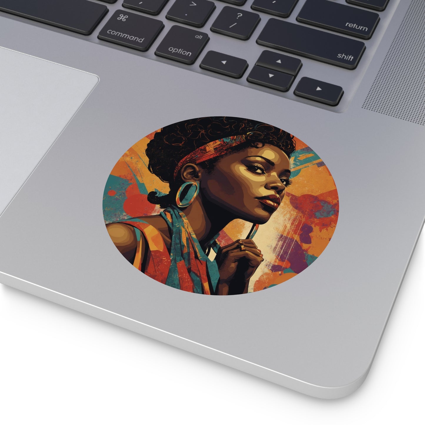 CHIC - Retro Pop Art Woman Round Vinyl Sticker — 5