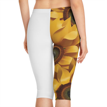 SUNFLOWER LEGGINGS - Women's Capri Leggings (AOP)