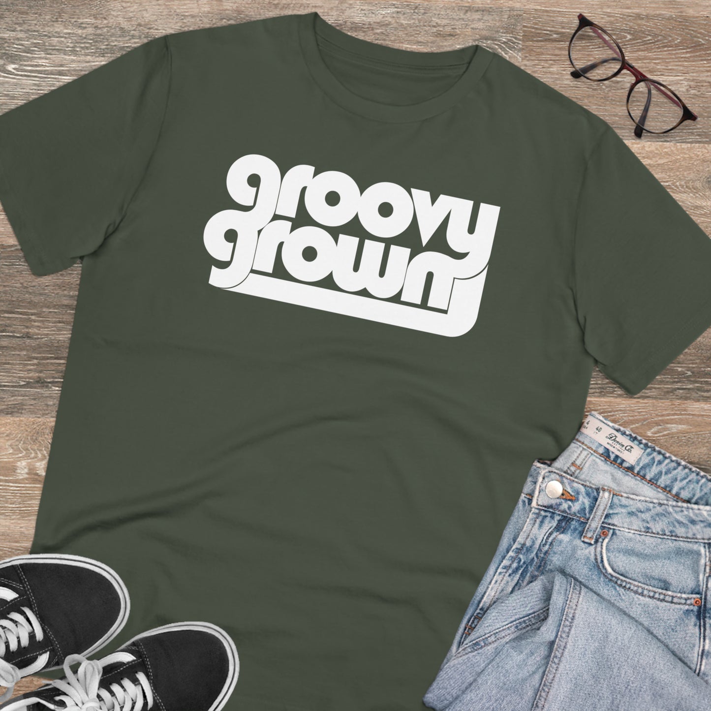GROOVY GROWN - WHITE LOGO - Organic Creator T-shirt - Unisex