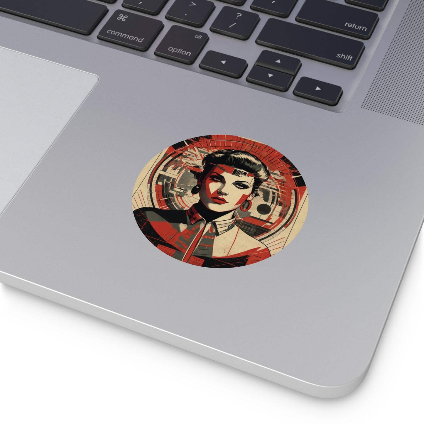 CHIC - Retro Pop Art Woman Round Vinyl Sticker — 4