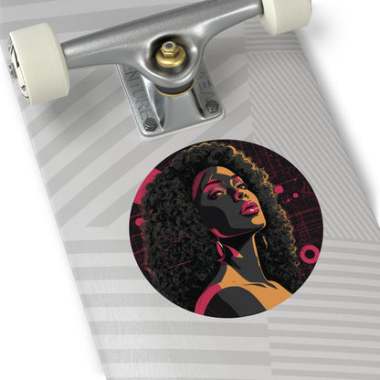CHIC - Retro Pop Art Woman Round Vinyl Sticker — 7