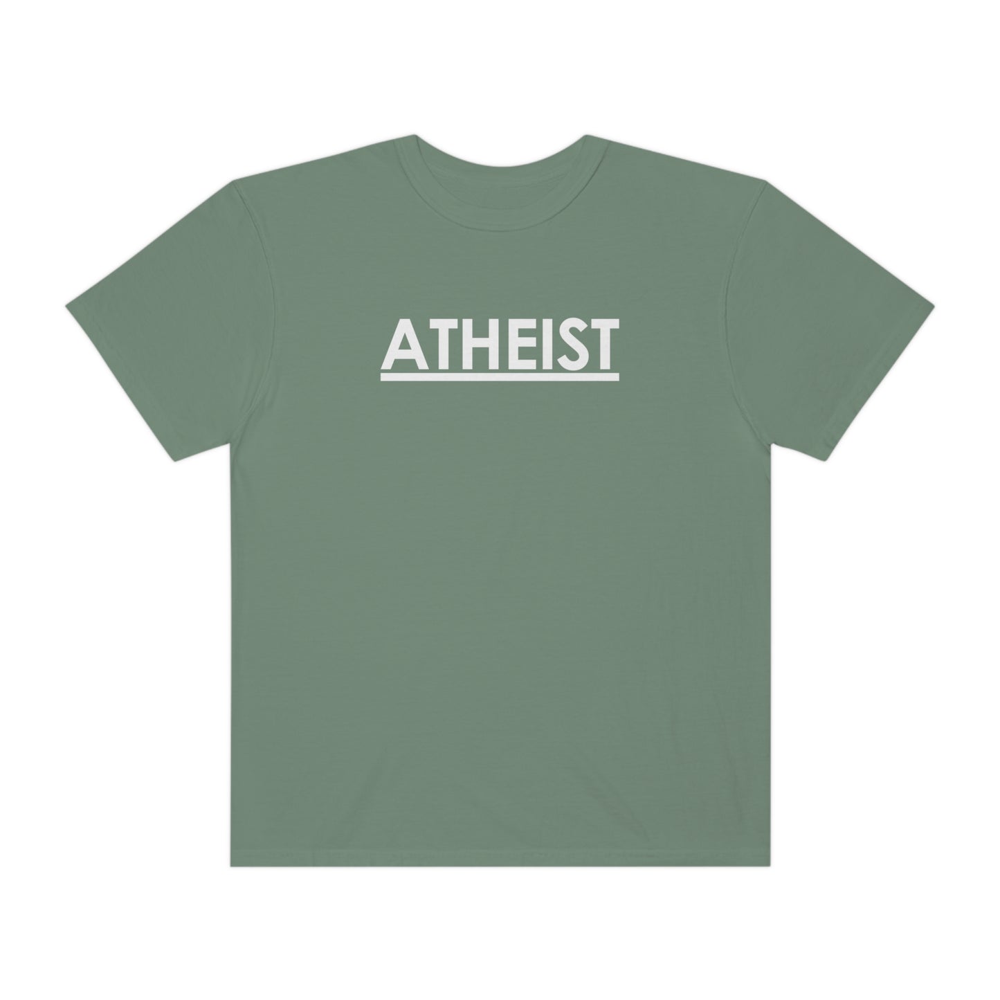 ATHEIST (white logo) - Unisex Garment-Dyed T-shirt
