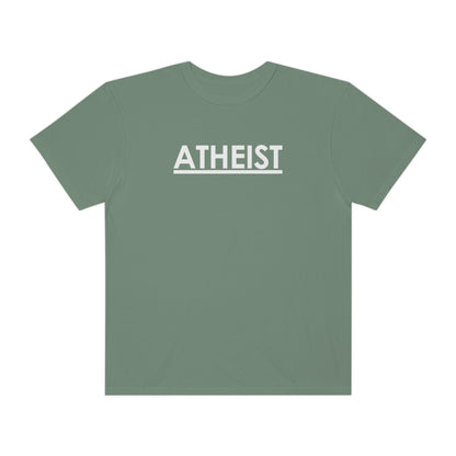 ATHEIST (white logo) - Unisex Garment-Dyed T-shirt