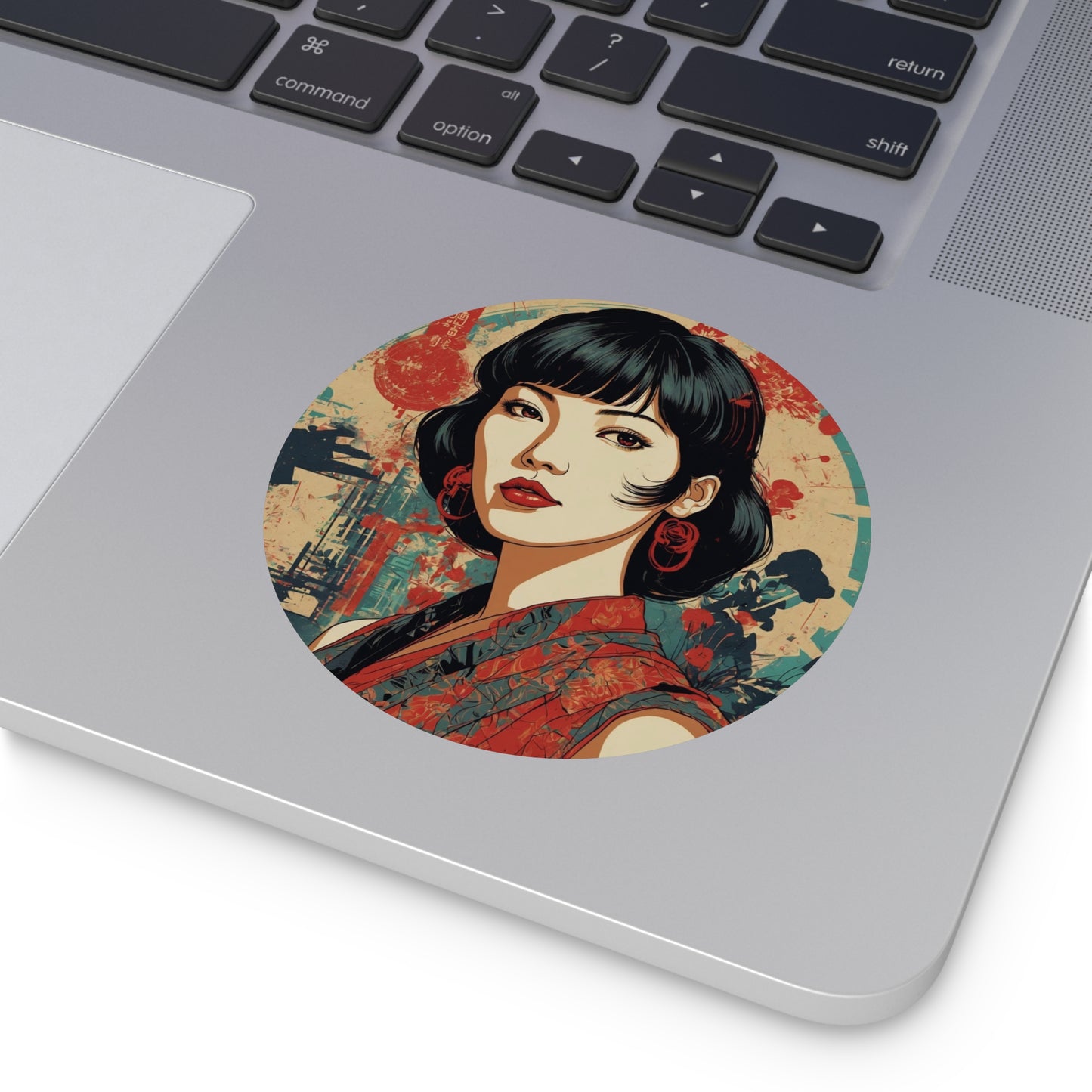 CHIC - Retro Pop Art Woman Round Vinyl Sticker — 6
