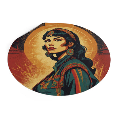 CHIC - Retro Pop Art Woman Round Vinyl Sticker — 9