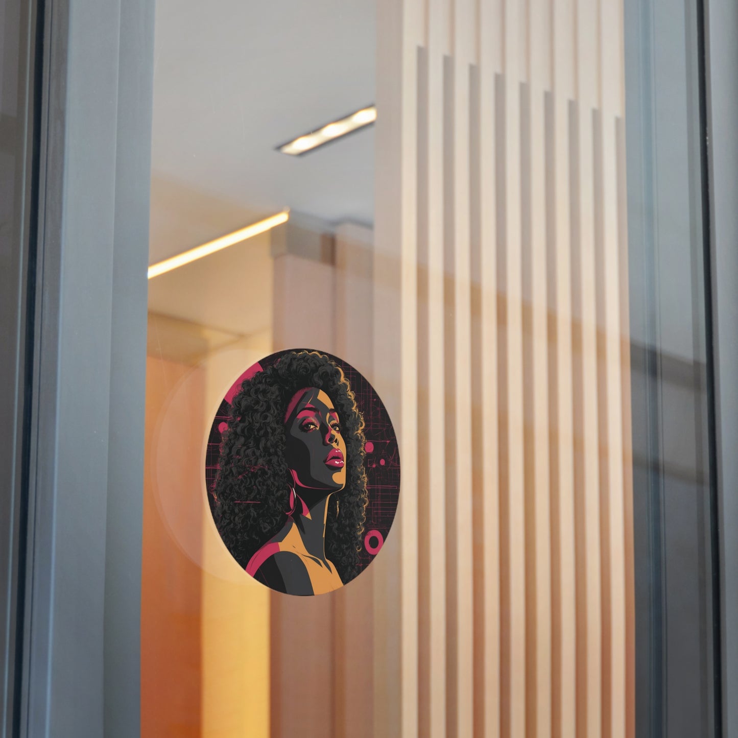 CHIC - Retro Pop Art Woman Round Vinyl Sticker — 7