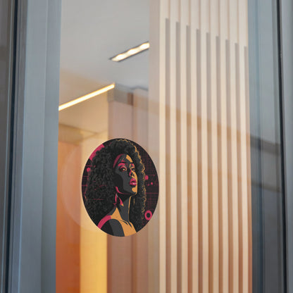 CHIC - Retro Pop Art Woman Round Vinyl Sticker — 7