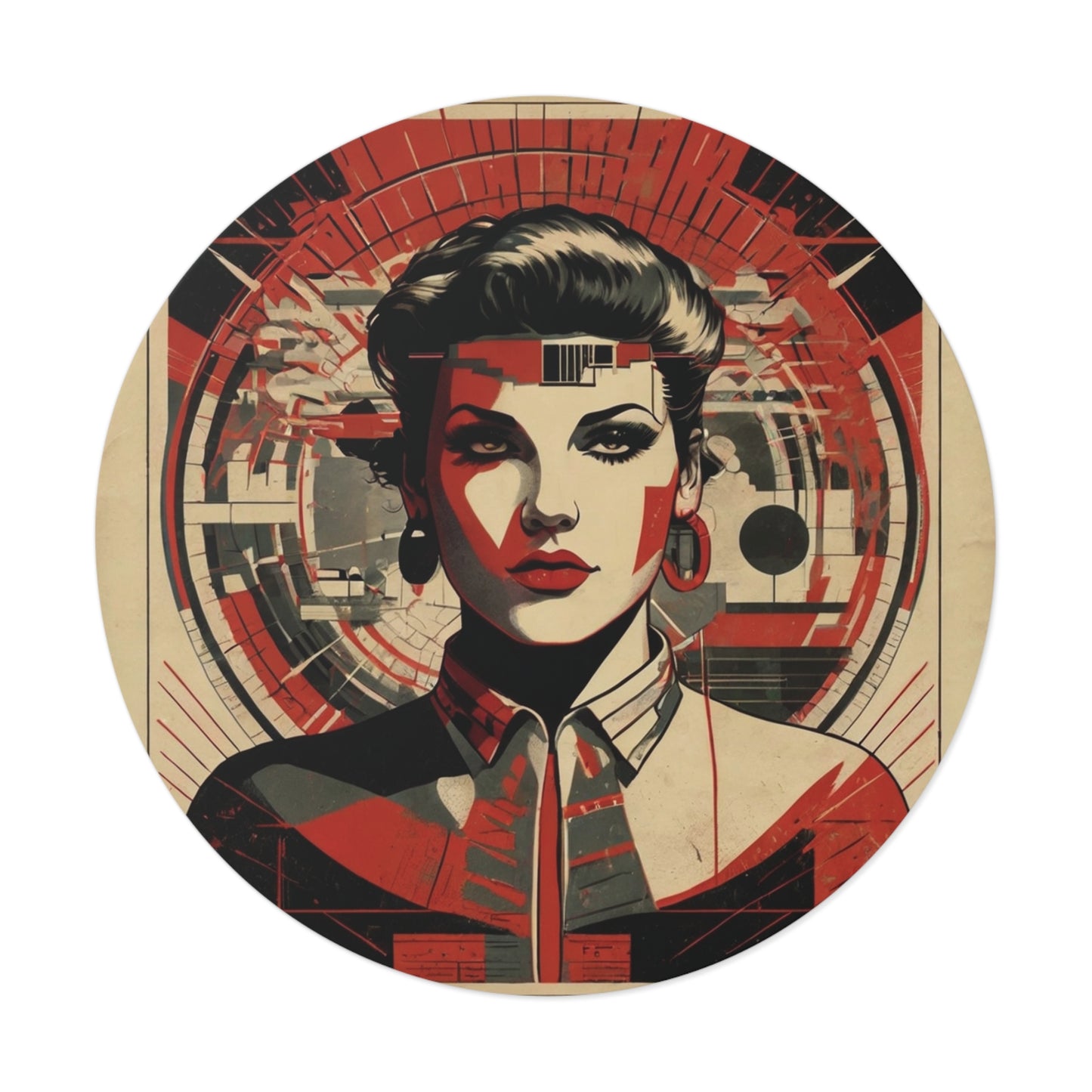 CHIC - Retro Pop Art Woman Round Vinyl Sticker — 4