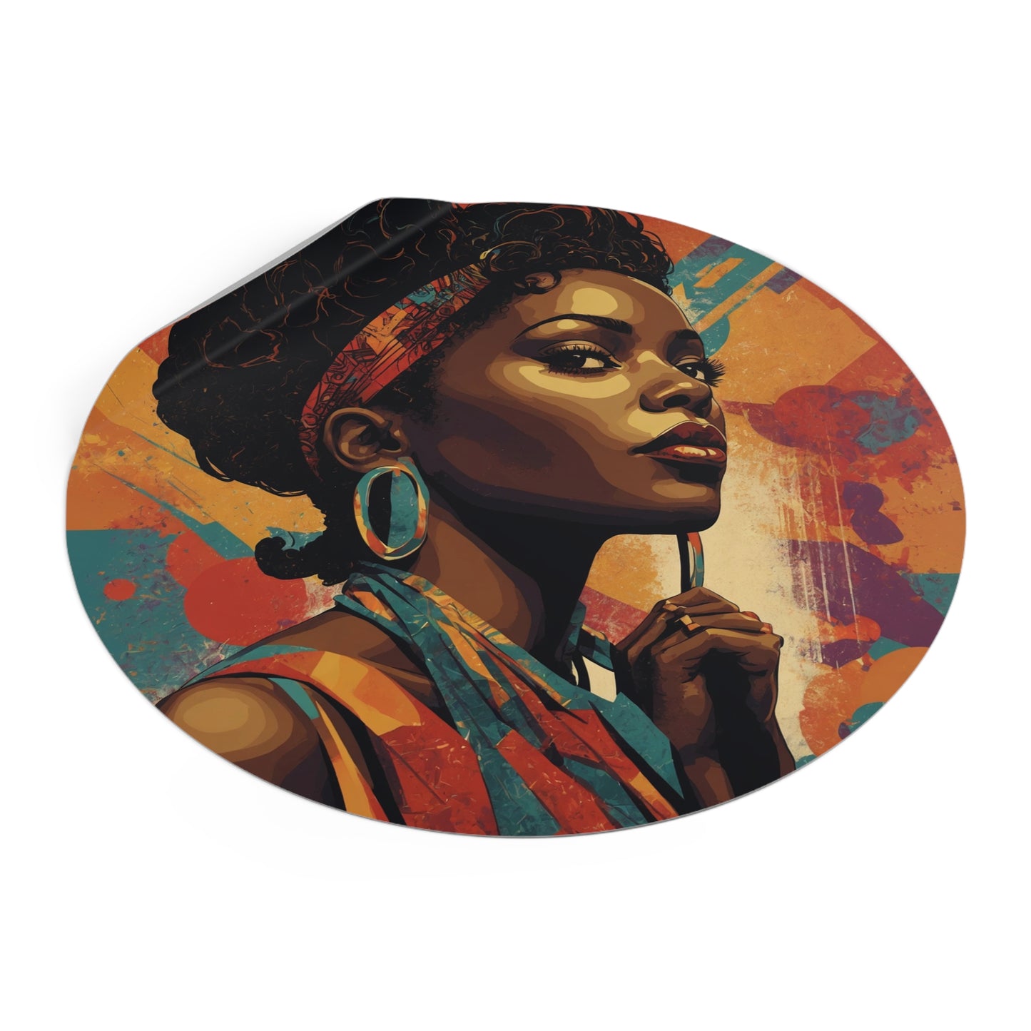 CHIC - Retro Pop Art Woman Round Vinyl Sticker — 5