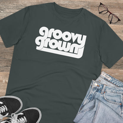 GROOVY GROWN - WHITE LOGO - Organic Creator T-shirt - Unisex