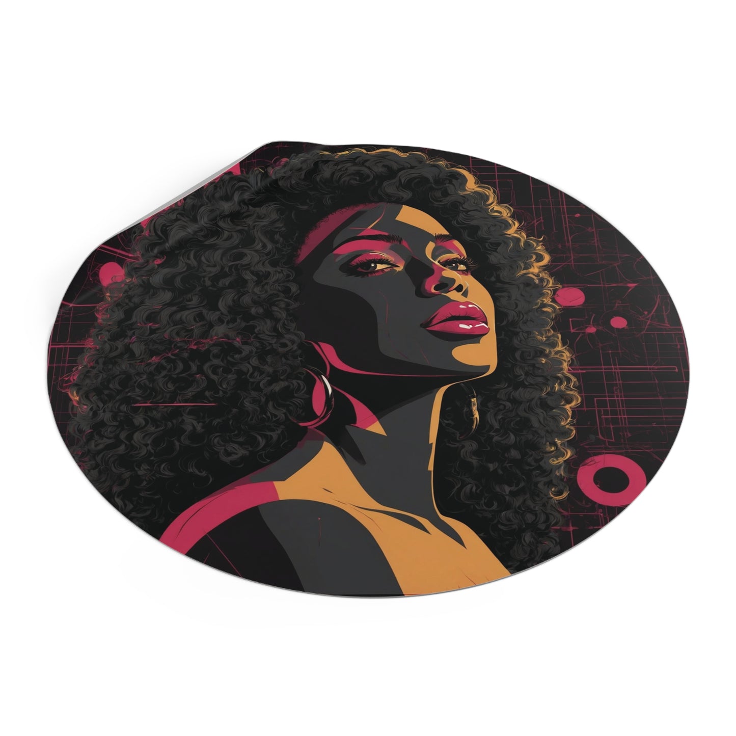 CHIC - Retro Pop Art Woman Round Vinyl Sticker — 7