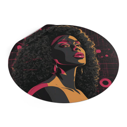 CHIC - Retro Pop Art Woman Round Vinyl Sticker — 7