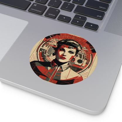 CHIC - Retro Pop Art Woman Round Vinyl Sticker — 4
