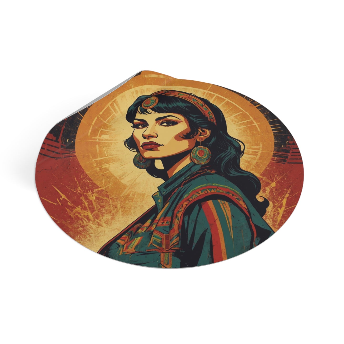 CHIC - Retro Pop Art Woman Round Vinyl Sticker — 9