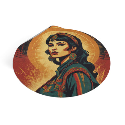 CHIC - Retro Pop Art Woman Round Vinyl Sticker — 9