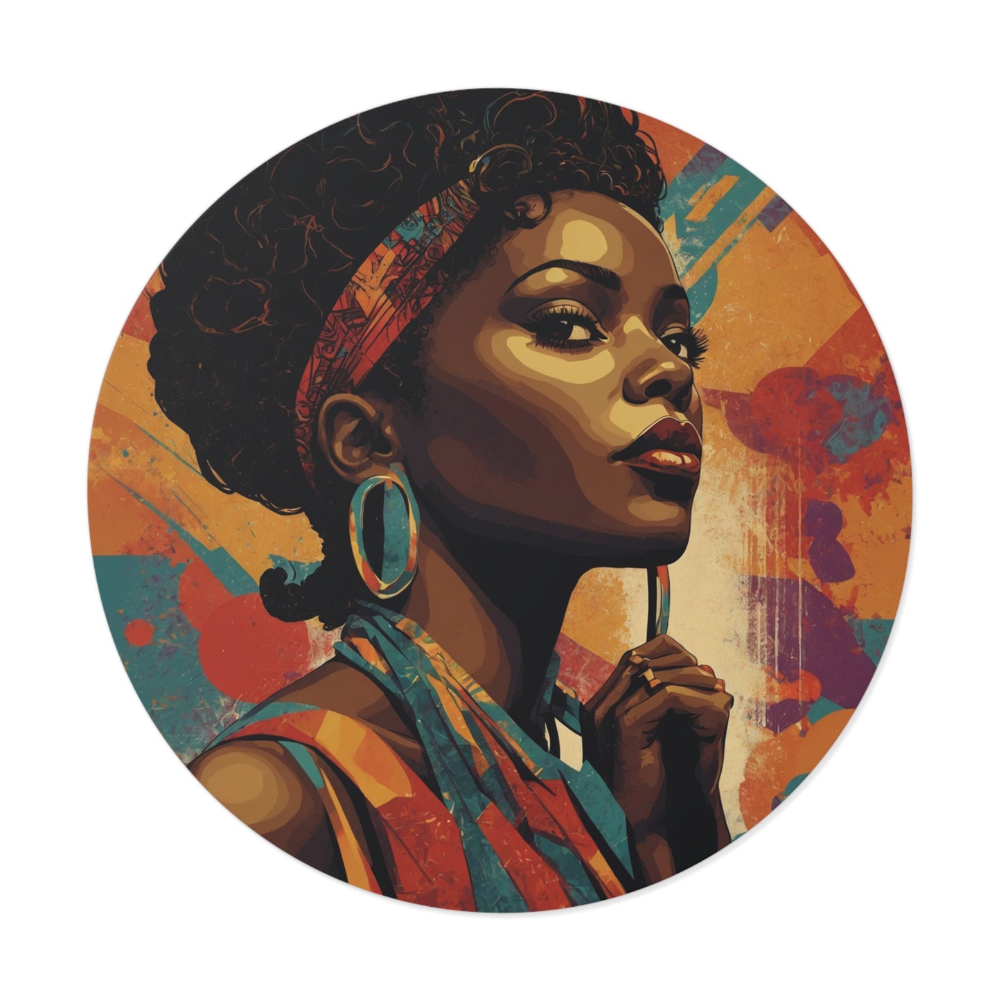 CHIC - Retro Pop Art Woman Round Vinyl Sticker — 5