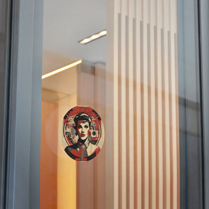 CHIC - Retro Pop Art Woman Round Vinyl Sticker — 4