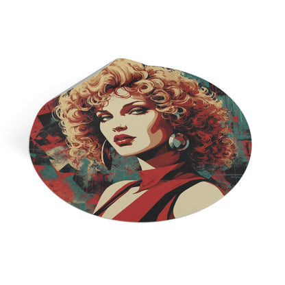 CHIC - Retro Pop Art Woman Round Vinyl Sticker — 3