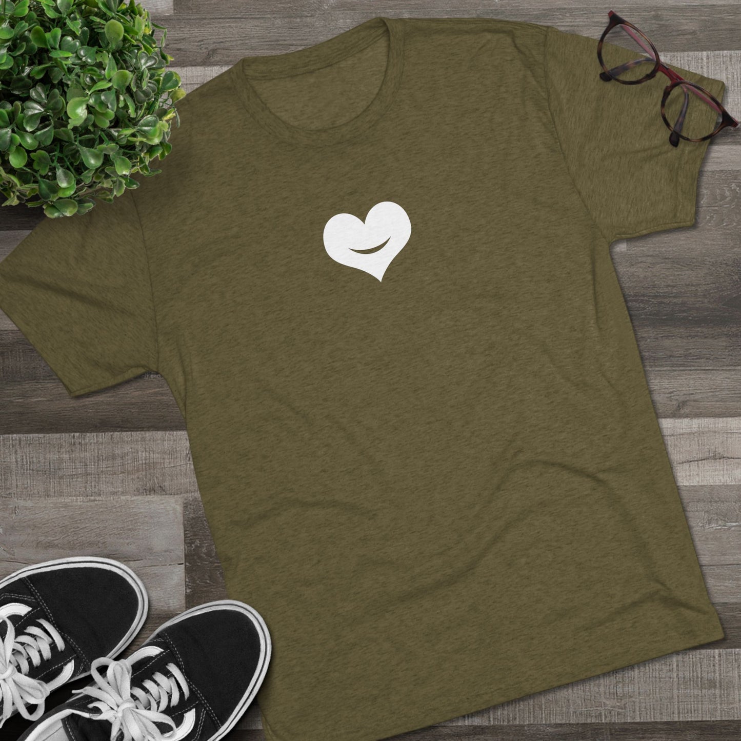 +HEART SMILE WHITE - Unisex Tri-Blend Crew Tee