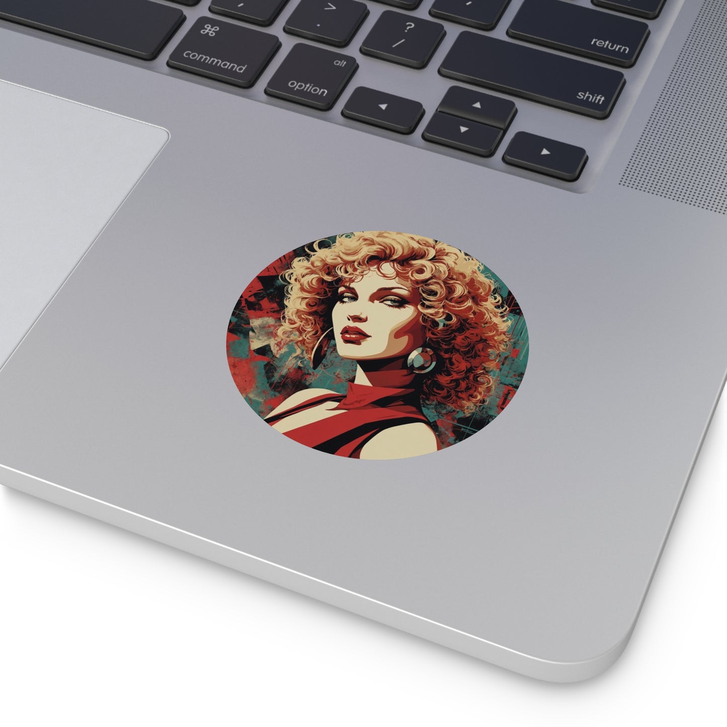 CHIC - Retro Pop Art Woman Round Vinyl Sticker — 3