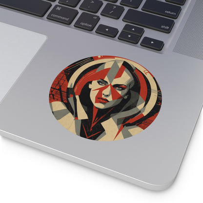 CHIC - Retro Pop Art Woman Round Vinyl Sticker — 2