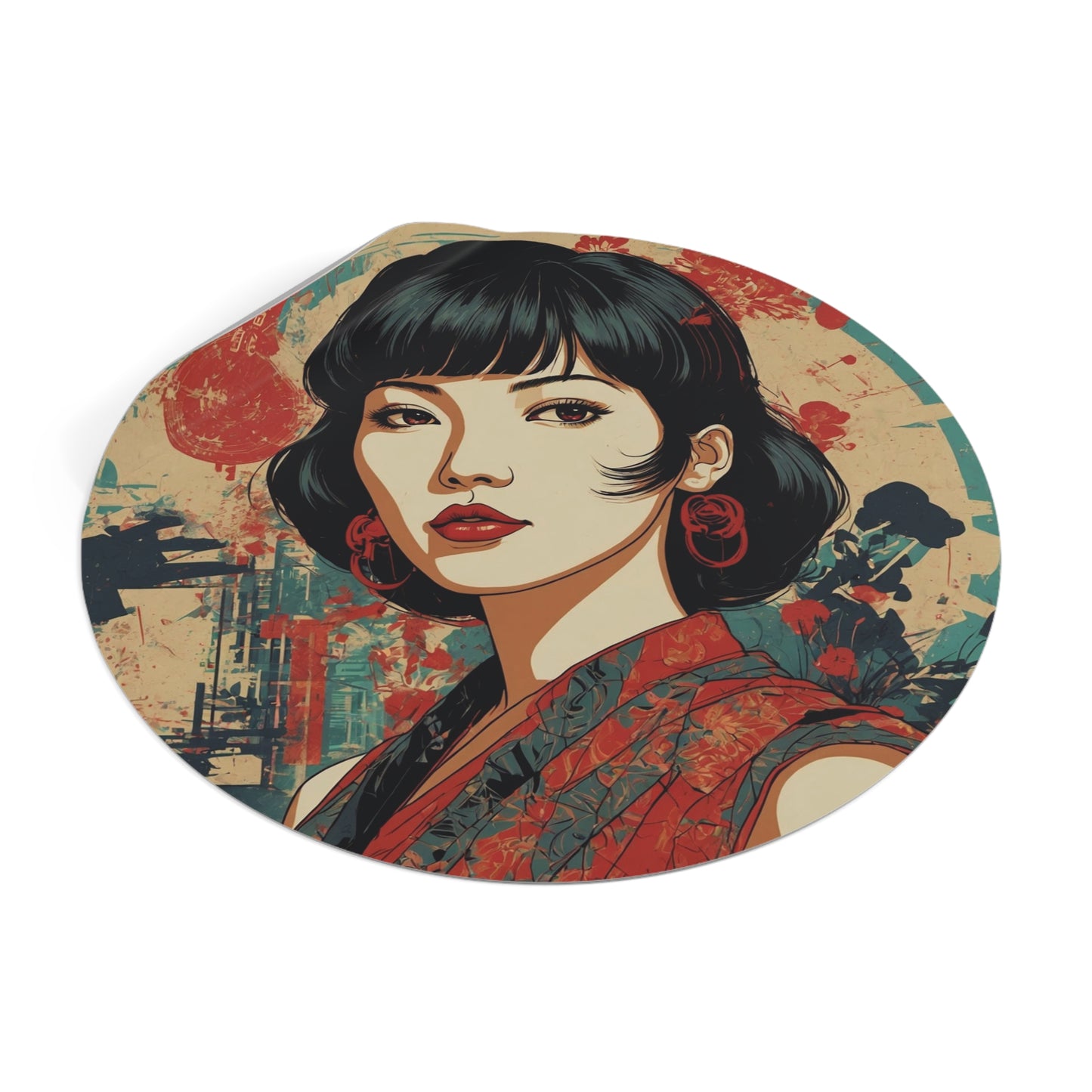 CHIC - Retro Pop Art Woman Round Vinyl Sticker — 6