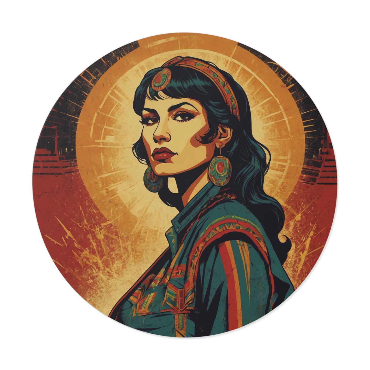 CHIC - Retro Pop Art Woman Round Vinyl Sticker — 9