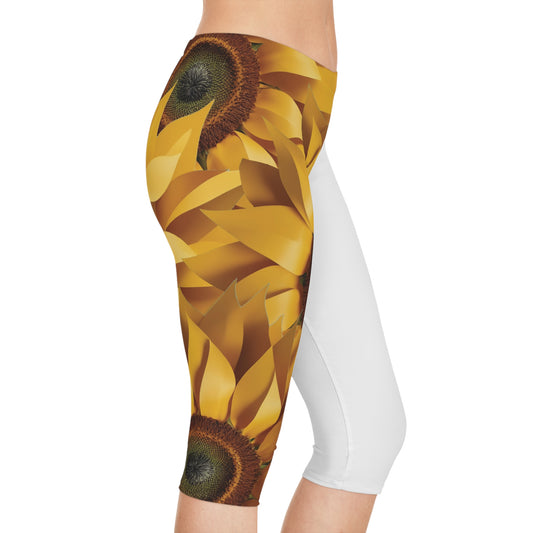 SUNFLOWER LEGGINGS - Women's Capri Leggings (AOP)