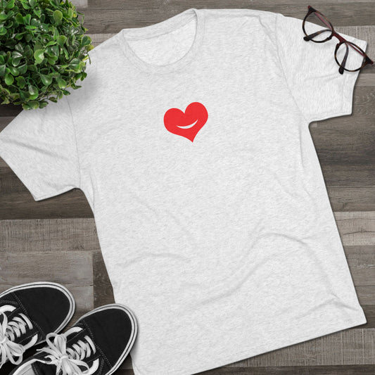 +HEART SMILE RED - Unisex Tri-Blend Crew Tee
