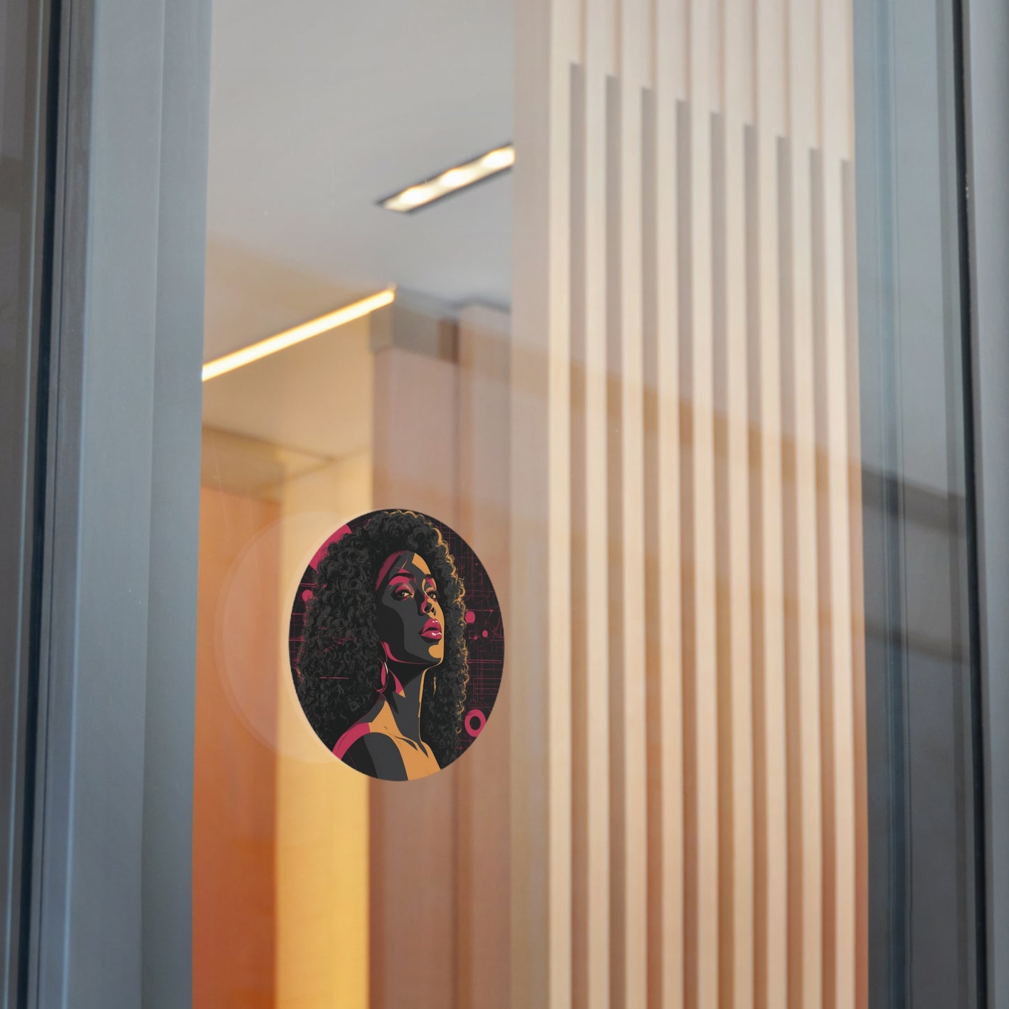 CHIC - Retro Pop Art Woman Round Vinyl Sticker — 7