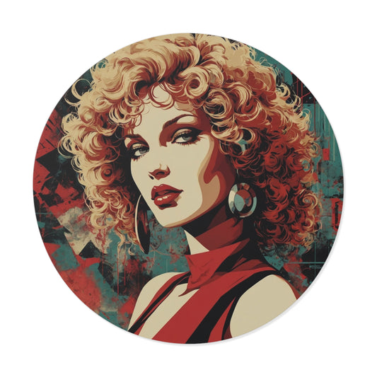 CHIC - Retro Pop Art Woman Round Vinyl Sticker — 3