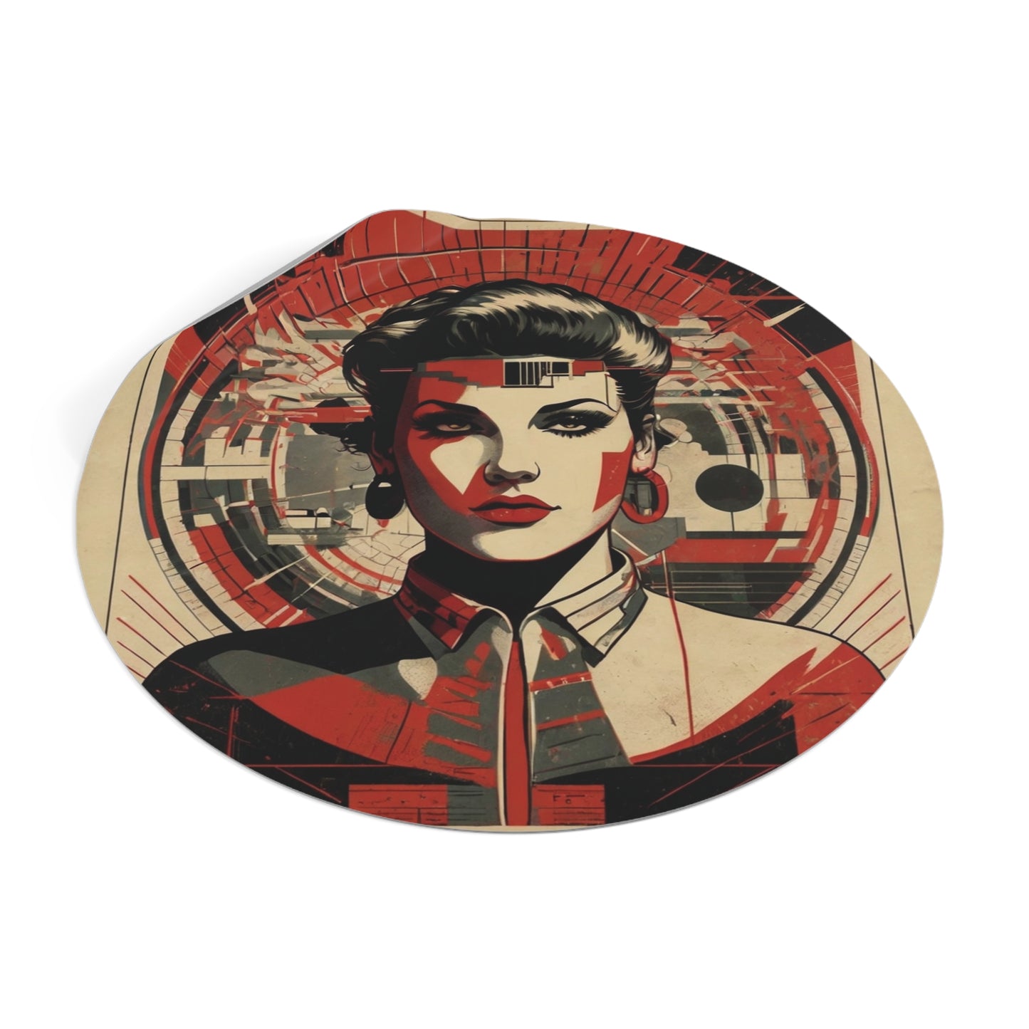 CHIC - Retro Pop Art Woman Round Vinyl Sticker — 4